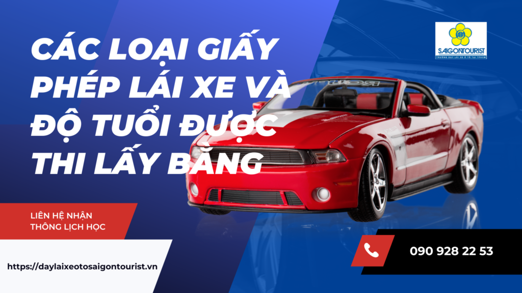 Các loại giấy phép lái xe và độ tuổi được thi lấy bằng